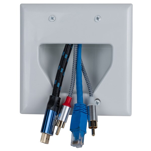 Main product image for DataComm 45-0002-UWH 2-Gang Recessed Low Voltage Cable Plate261-5401